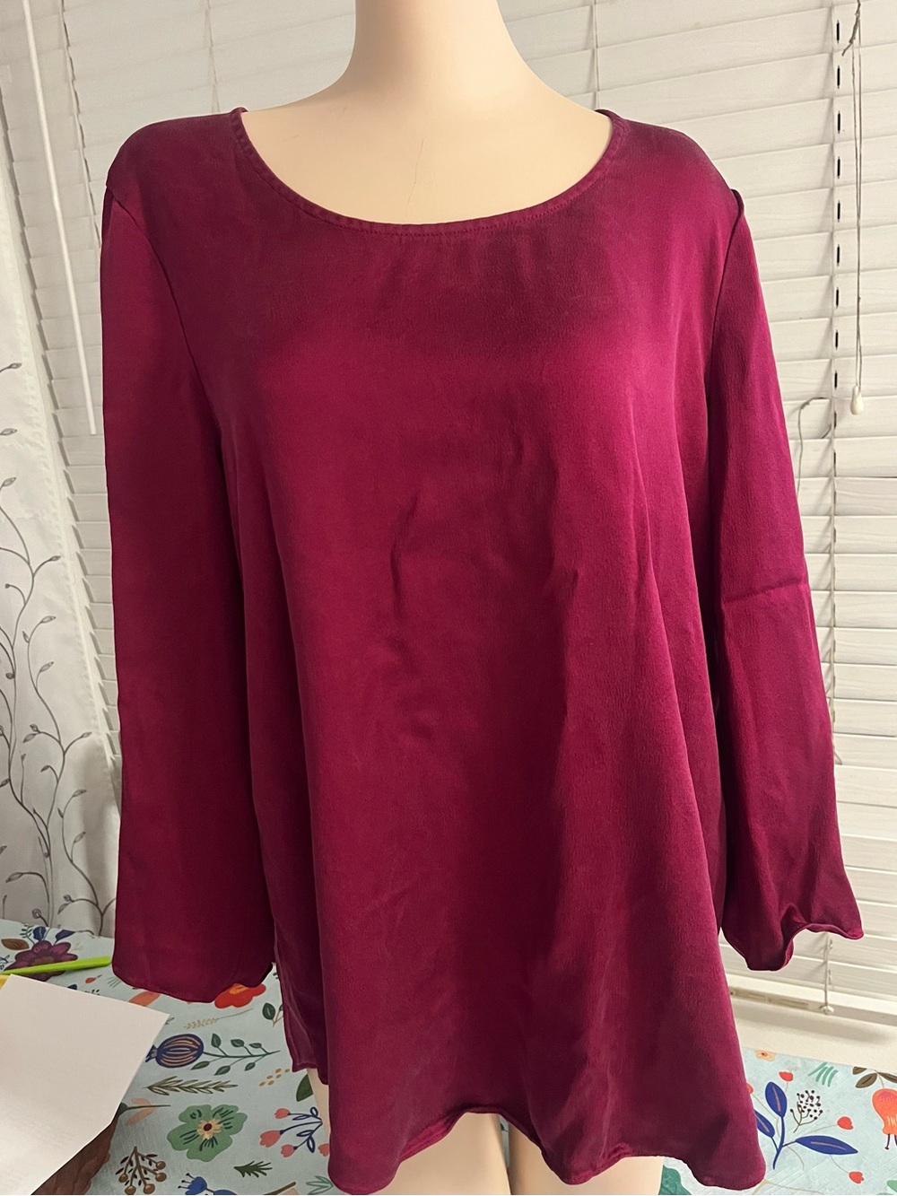 Eileen Fisher Scoop Neck Long Sleeve Tunic - Berry Plum